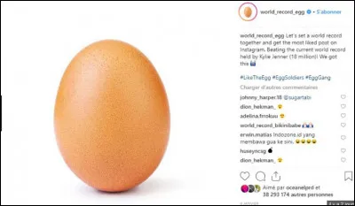 Le post de l'oeuf sur Instagram, t'en penses quoi toi ?