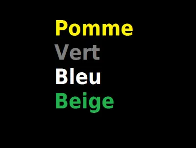 Laquelle n'est pas une couleur ?
