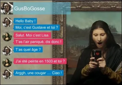 En plein "tchate", Mme Lisa se voit insultée par un mufle sans tambours ni courbettes ! Qui est-il et où cela se passe-t-il ? [Pour la 2e réponse, voir le portable de la dame !]