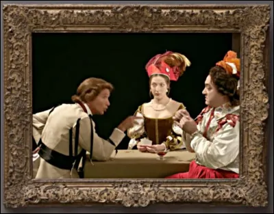 On a déjà vu ce tableau : il vous sera donc facile d'y repérer ce qui cloche, visuellement ! Mais quant à connaître le jeux auquel s'adonnent les personnages...