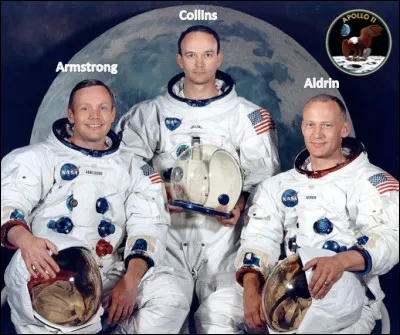 Lequel de ces trois astronautes a posé un pied pour la première fois sur la Lune le 21 juillet 1969 ?