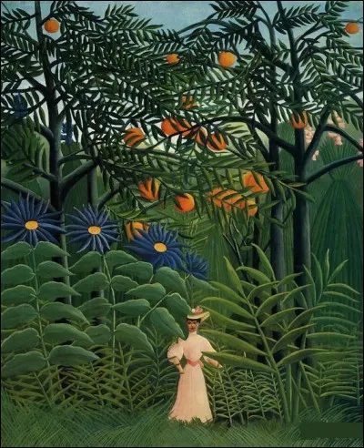 Qui a peint "Femme se promenant dans une forêt exotique" ?