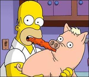 Comment s'appelle le cochon qui est avec Homer ?