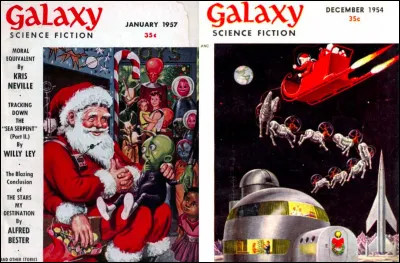 De quoi traitent les illustrations de ces couvertures du magazine Galaxy publiés dans les années 1950 ?
