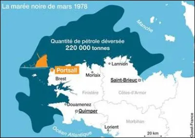1978 : "Marée noire, colère rouge" est un documentaire sur le naufrage du super-tanker ... au large d'un port au nom prédestiné ... . Combien de tonnes de pétrole déversé ?