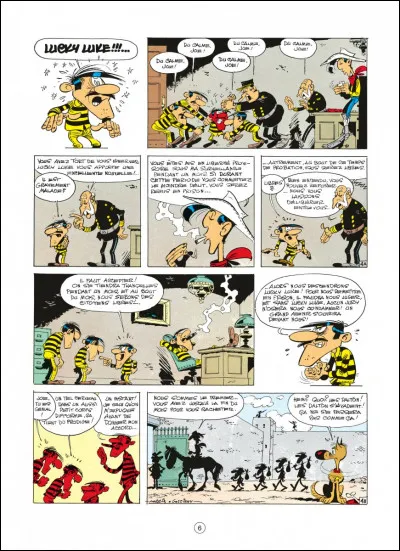 Année : 1965
Personnages : Joe, Averell, William, Jack...
Mots-Clés : Libération conditionnelle/Banque/Honnêteté/Tortilla Gulch. 
Ça peut aider : Une erreur de nombre de jours clôt cette intrigue.
Quel est le titre de cet album ?