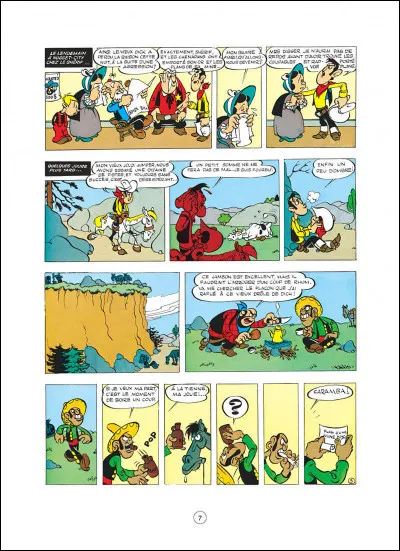 Année : 1949
Personnages : Lucky Luke, Mad Jim...
Mots-Clés : Chercheur d'or/carte/Sosie/Bouteille.
Ça peut aider : Il s'agit du premier album de Lucky Luke.
Quel est le titre de cet album ?
