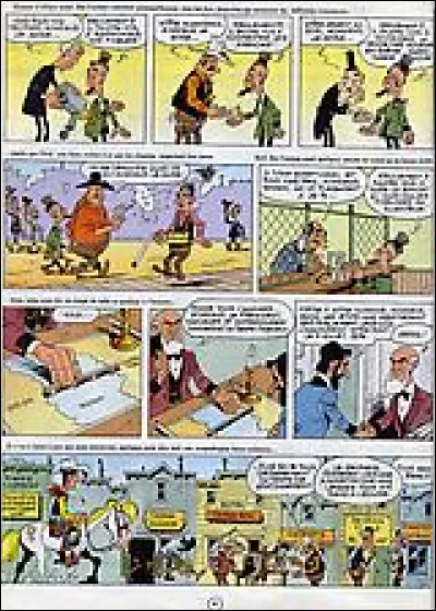 Année : 1993
Personnages : Wurst Blossom, Wilhelm Ziegler, Samuel Parker...
Mots-Clés : Shérif/Croque-mort/Mort/Bière de luxe.
Ça peut aider : Cette histoire reprend la trame du western classique "Le Train sifflera trois fois".
Quel est le titre de cet album ?