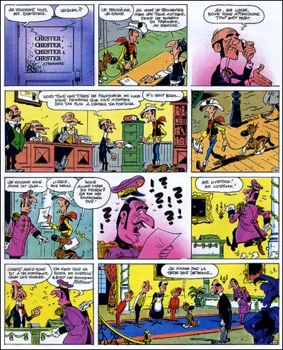 Année : 1973
Personnages : Mr Svenson, Joe Dalton...
Mots-Clés : Fortune/Évasion/Virginia City/Bataille.
Ça peut aider : On peut voir des Chinois dans cet album.
Quel est le titre de cet album ?