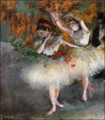 Qui a réalisé le tableau "Deux danseuses entrant sur la scène" ?