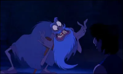 Alors qu'Aladdin est enfermé, il va faire la rencontre d'un vieil homme. Mais, qui s'est déguisé en vieillard ?
