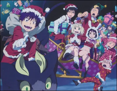 Sur quel familier est assis Rin de "Blue Exorcist" ?