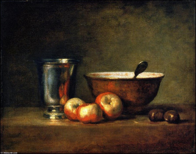Qui a peint "Trois pommes et deux marrons" ?