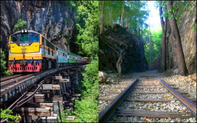 La voie ferrée de la mort (« the Death Railway ») est une ligne de chemin de fer construite durant la Seconde Guerre mondiale pour relier deux villes. Lesquelles ?