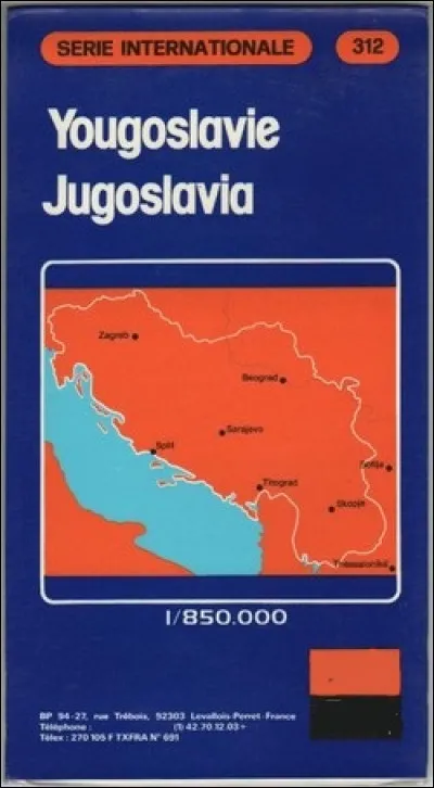 Cette ancienne carte de la Yougoslavie est de quel éditeur ?