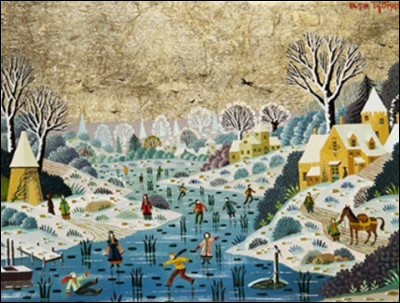 Qui a peint "Lac gelé aux patineurs" ?