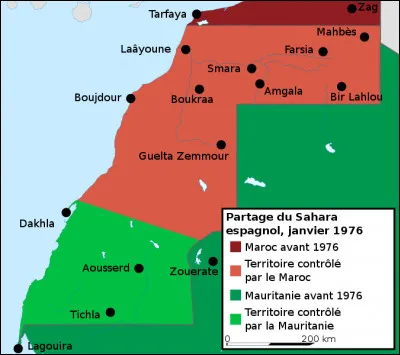 Les possessions espagnoles d'Afrique n'échappent pas au mouvement de décolonisation après la Seconde Guerre mondiale. En 1975, le Sahara espagnol (ex-Río de Oro) est cédé à deux des pays frontaliers. De quels pays s'agit-il ?