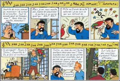 Signe des temps - nous sommes en 1963 - nous avons droit à une bande-son incrustée dans l'image ! La Castafiore fait ses vocalises accompagnée par son pianiste, ... (Retrouvez son nom !)