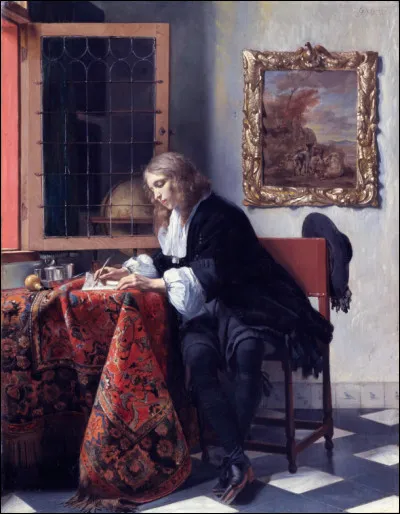 &Agrave; qui appartient la toile "Homme &eacute;crivant une lettre" ?