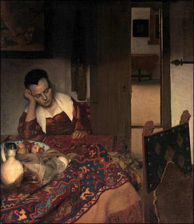 Quel peintre hollandais du XVIIe a réalisé le tableau "Jeune femme assoupie" ?