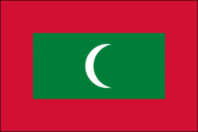 Pays : ce drapeau est d'un État insulaire situé en océan Indien, entre l'Inde et la mer Arabe. C'est devenu un site prigilgié pour les nouveaux-mariés, et la capitale est la ville de Malé. De quel état insulaire s'agit-il ?