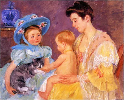 Qui a réalisé le tableau "Enfant jouant avec chat" ?