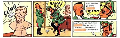 Voici une séquence tirée d'une planche de "Tintin et les Picaros" qui a été supprimée : Pourquoi ? Et quel était le grade respectif des deux protagonistes, Sponsz et Alvarez ?