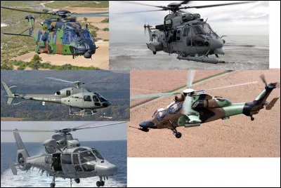 Citez les hélicoptères militaires présents sur l'image :