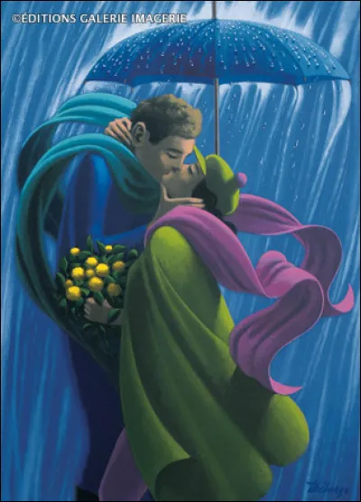 Qui a peint ces amoureux sous un parapluie ?