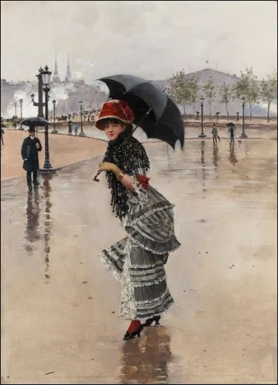 Qui a peint "Parisienne un jour de pluie" ?