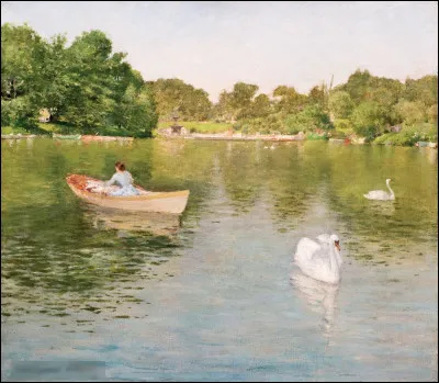 Quel impressionniste américain a réalisé "Sur le lac, Central Park" ?