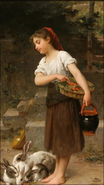 Qui a peint "Nourrir les lapins" ?