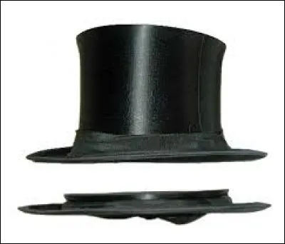 C'est un haut-de-forme qui s'aplatit et se relève à l'aide de ressorts mécaniques.