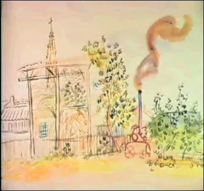 Qui a peint "Cour de ferme et clocher, église" ?