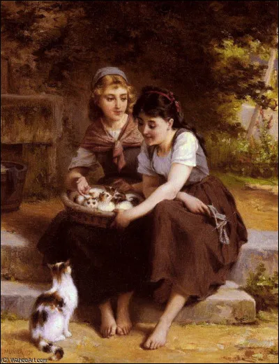 Qui a représenté "Deux filles avec un panier de chatons" ?