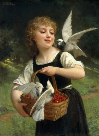 Toile très fraîche représentant "Le Panier de cerises" de l'artiste :