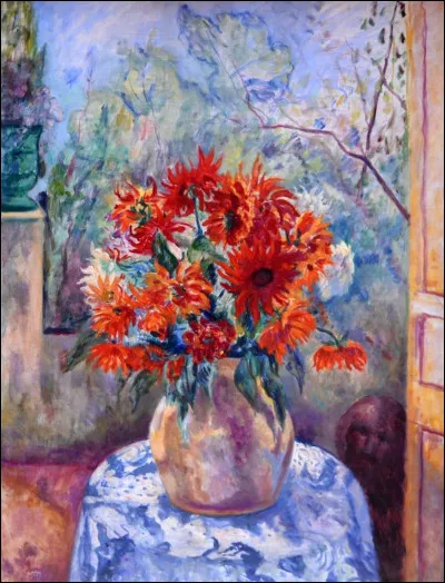 Qui a peint "Dahlias sur la terrasse de l'Oustalet, Saint-Tropez" ?