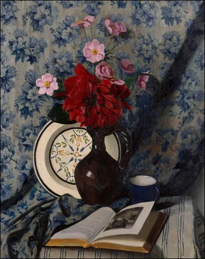 Qui a peint "Dahlias rouges et livre ouvert" ?