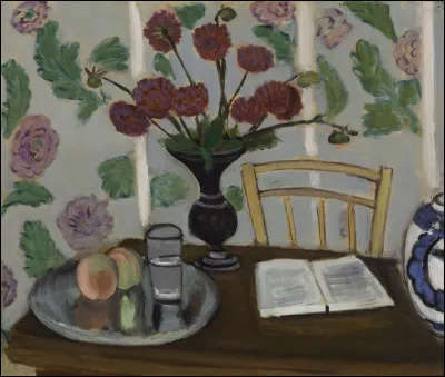 Qui a peint "Bouquet de dahlias et livre blanc" ?