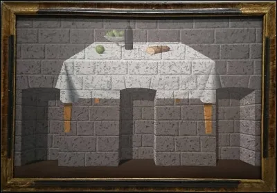 Qui est le peintre de "Table sur mur de briques" ?