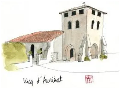 Nous terminons avec cette aquarelle représentant l'église de Vicq-d'Auribat. Commune Landaise, elle se situe en région ...