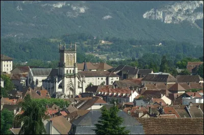 Ville du Bugey, en bordure du Rhône, sous-préfecture du département de l'Ain :