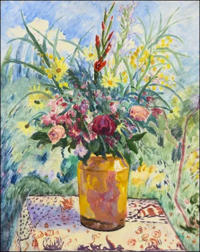 Qui a peint "Pot jaune et glaïeuls roses" ?