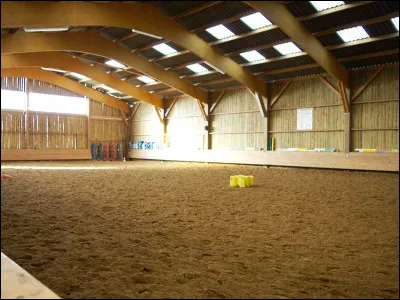 Comment s'appelle l'endroit couvert avec le tour équipé d'un pare-botte où l'on travaille son cheval ?