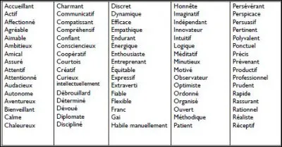 Laquelle de ces qualités te ressemble ?
