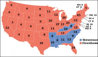 En 1952, Dwight D. Eisenhower l'emporte sur Adlai Stevenson. Quelle est la part des voix qui est allée à Eisenhower ?