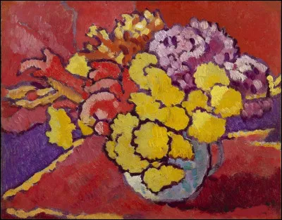 Qui a peint "Fleurs jaunes, draperie rouge" ?