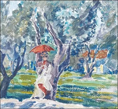 À qui doit-on "Femme à l'ombrelle rouge" ?