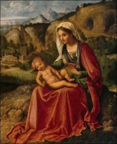 Qui a peint "Vierge à l'enfant dans un paysage" ?