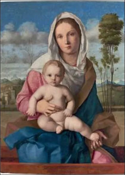 Qui a peint "Vierge à l'enfant dans un paysage" ?
